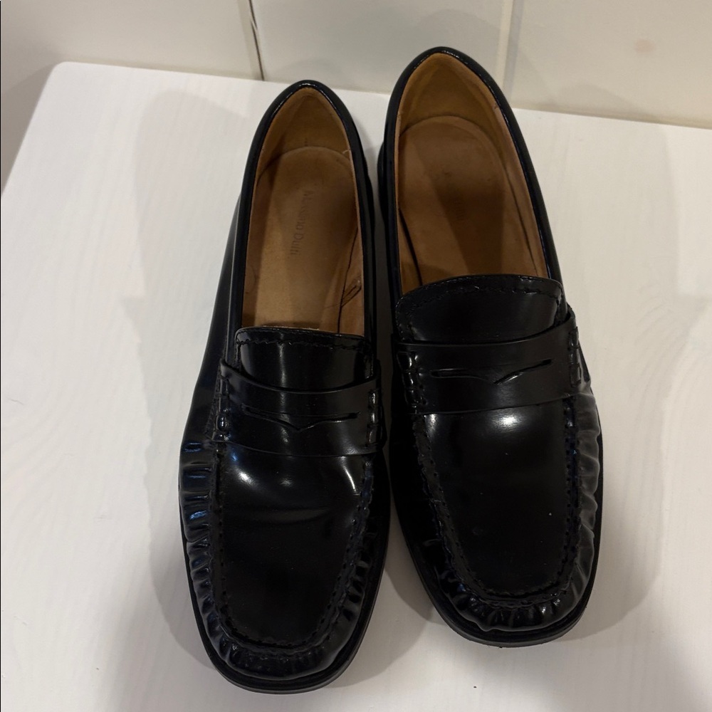 Massimo Dutti Black Leather Penny Loafers - Picture 3 of 7